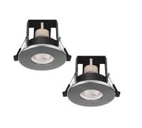 Bright Source Fixed GU10 Recessed Ceiling Downlight Can Fitting, IP65, Fire Rated (2, Satin Nickel)