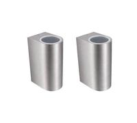 Bright Source GU10 Outdoor Curved Wall Light Fitting, Silver Stainless Steel Construction, IP44 Rated, Modern Home Porch Light (2, Up/Down Wall Light)