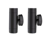 Bright Source GU10 Outdoor Wall Light Fitting, Black, Polycarbonate Construction, IP65 Water Resistant, Modern Home Porch Light (2, Up/Down Wall Light)