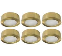 Bright Source LED Circular Cabinet Cupboard Unit Shelf Light, Brushed Gold, 2.5W, 220lm, 3CCT Switchable 3000K 4000K 6000K - Pack of 6