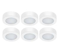 Bright Source LED Circular Cabinet Cupboard Unit Shelf Light, White, 2.5W, 220lm, 3CCT Switchable 3000K 4000K 6000K - Pack of 6