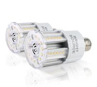 Bright Source LED Corn Light Bulb, E27, 12W, 1560lm, 360° Beam Angle, 3000K Warm White, Replaces Metal Halide/Son/HID/HPS for Large Spaces/Street/Parking/Garage/Warehouse & Factory, 2 Pack