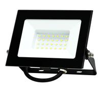 Bright Source LED Floodlight, IP65, 30W, 3300lm, 120° Beam Angle, 6500K Daylight White, Black, with Adjustable Tilt Mounting Bracket & 1m Lead Wire