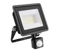Bright Source LED Floodlight, PIR Motion Sensor, IP65, 20W, 2200lm, 120° Beam Angle, 6500K Daylight White, Black, with Adjustable Tilt Mounting Bracket & 1m Lead Wire