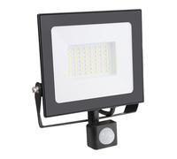 Bright Source LED Floodlight, PIR Motion Sensor, IP65, 50W, 5750lm, 120° Beam Angle, 6500K Daylight White, Black, with Adjustable Tilt Mounting Bracket & 1m Lead Wire