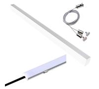 Bright Source LED Linear Pendant Light Fixture Bundle, White Finish, 5ft (1504mm), Switchable Wattage 20W 30W, 2500-4000lm, Adjustable Colour Temperature, Includes Suspension Kit & Clip-on Backlight