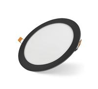 Bright Source LED Round Panel Downlight, Slimline Recessed Ceiling Spotlight, Black Trim, 15W, 1200lm, 3CCT Adjustable Colour 3000K 4000K 6000K, IP20, 171mm Cutout