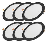 Bright Source LED Round Panel Downlight, Slimline Recessed Ceiling Spotlight, Black Trim, 20W, 1600lm, 3CCT Adjustable Colour 3000K 4000K 6000K, IP20, 223mm Cutout, 6 Pack