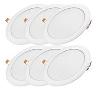 Bright Source LED Round Panel Downlight, Slimline Recessed Ceiling Spotlight, White Trim, 20W, 1600lm, 3CCT Adjustable Colour 3000K 4000K 6000K, IP20, 223mm Cutout, 6 Pack