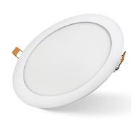 Bright Source LED Round Panel Downlight, Slimline Recessed Ceiling Spotlight, White Trim, 24W, 1920lm, 3CCT Adjustable Colour 3000K 4000K 6000K, IP20, 285mm Cutout