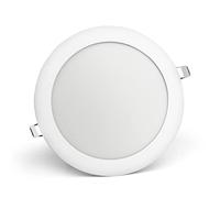 Bright Source LED Round Panel Downlight, Slimline Recessed Ceiling Spotlight, White Trim, 6W, 390lm, 3CCT Adjustable Colour 3000K 4000K 6000K, IP20, 110mm Cutout