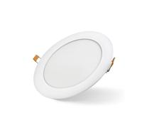 Bright Source LED Round Panel Downlight, Slimline Recessed Ceiling Spotlight, White Trim, 6W, 390lm, 3CCT Adjustable Colour 3000K 4000K 6000K, IP20, 110mm Cutout