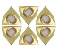 Bright Source LED Triangular Pyramid Cabinet Cupboard Unit Shelf Light, Brushed Gold, 2.5W, 220lm, 3CCT Switchable 3000K 4000K 6000K - Pack of 6