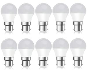 Bright Source Non-Dimmable Opal Frosted LED Golf Bulb, 2.9W, 250lm, B22 Bayonet, 6500K Daylight White - Pack of 10 Bulbs