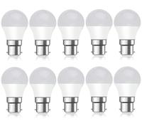 Bright Source Non-Dimmable Opal Frosted LED Golf Bulb, 4.8W, 470lm, B22 Bayonet, 6500K Daylight White - Pack of 10 Bulbs