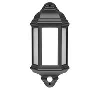 Bright Source Outdoor 7w Integrated LED 3-Sided Half Wall Lantern, PIR Motion Sensor, Traditional Style, IP44, 550lm, Black, 4000K Cool White