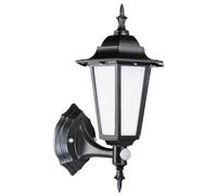Bright Source Outdoor 7w Integrated LED 6-Sided Cage Lantern, Traditional Coach Style, PIR Motion Sensor, IP44, 550lm, Black, 4000K Cool White