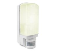 Bright Source Outdoor Wall Security Bulkhead Light Fitting, PIR Motion Sensor, IP44 & IK08 Rated, E27 Base (1, White)