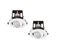 Bright Source Tilt GU10 Recessed Ceiling Downlight Can Fitting, IP20, Fire Rated (2, Glossy White)