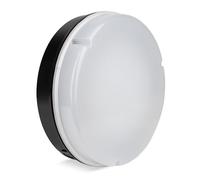 Bright Source Wall & Ceiling Round Utility LED Bulkhead, Black, Switchable Wattage 9W 14W 18W, IP65, 120° Beam Angle, Switchable (1, Emergency)