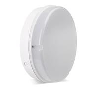 Bright Source Wall & Ceiling Round Utility LED Bulkhead, White, Switchable Wattage 9W 14W 18W, IP65, 120° Beam Angle (1, Microwave Sensor)