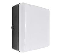 Bright Source Wall & Ceiling Square Utility LED Bulkhead, Black, Photocell, Switchable Wattage 9W 14W 18W, IP65, 120° Beam Angle, Switchable 3CCT Colour 3000K 4000K 6000K