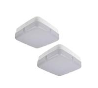 Bright Source Wall & Ceiling Square Utility LED Bulkhead, White, Switchable Wattage 9W 14W 18W, IP65, 120° Beam Angle, Switchable (2, Emergency + Corridor Function)