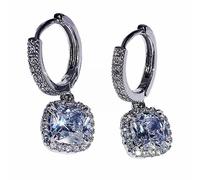 Bright Square Zircon Women's Earrings Light Luxury Wind Ear Hook Earrings Bracelet Silver Wedding, Einheitsgröße, Copper