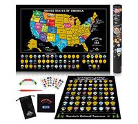 Bright Standards Scratch Off Map of United States + All 63 US National Parks Scratch Off Poster, 85 USA Landmarks, Travel Map Kit, 50 State Photo Wall Adventure Maps, Journal Gifts for Travelers