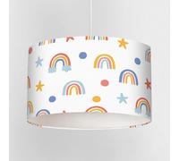 Bright Stars and Rainbows Lampshade for Nursery or Kids Bedroom - Colourful Rainbow Ceiling Light Shade or Table Lamp, 20cm 30cm 40cm Drum