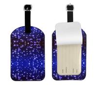 Bright Stars Printed PU Leather Bag Tag, Personalized Baggage Label, Privacy Flap ID Shield, for Vacation