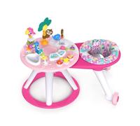 Bright Starts, Around We Go 2-in-1 Walk-Around Activity Center and Table - Tropic Coral, Walker with Music, Lights and Interactive Toys, Removable Seat, Ages 6 Months +, Pink