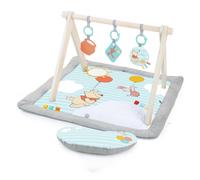 Disney WINNIE THE POOH Once Upon a Tummy Time Baby Activity Mat with Wooden Toy Bar, Blue, Newborn+ by Bright Starts