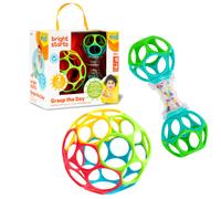 Bright Starts Easy-Grasp Oball Bundle Gift Set - Grasp The Day, Ball and Rattle Toys 2-Pack, BPA Free, Unisex, Newborn+