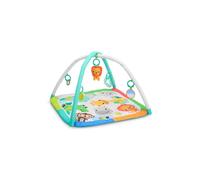 BRIGHT STARTS Foldable Baby Play Mat - Blue Jungle - Arch with Sensory and Musical Toys, Mirror