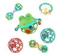 Bright Starts Little Shakers 6pc Gift Set - BPA-Free Easy-Grasp Baby Rattles and Teethers, Unisex, Newborn+