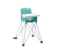 Bright Starts Pop 'N Dine Portable High Chair, Indoor/Outdoor, Dining Tray, Easy to Fold, Unisex, Teal, 6 Months +