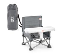 Bright Starts Pop 'N Sit Portable Booster, Indoor/Outdoor Use, Floor Seat with Feeding Tray, Grey, 6 Mos - 3 Yrs