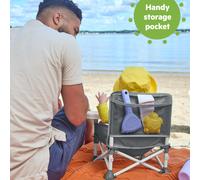 Bright Starts Pop 'N Sit Portable Booster, Indoor/Outdoor Use, Floor Seat with Feeding Tray, Grey, 6 Mos - 3 Yrs