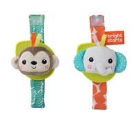 Bright Starts Rattle & Teethe BPA-free Baby Wrist Pals Toy - Monkey & Elephant, Newborn+
