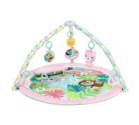 Bright Starts Rosy Rainforest Foldaway Activity Gym with Foldable Toy Bars and Carry Bag for Storage & Travel, 7 Take-Along Toys, Pink, Newborn and Up