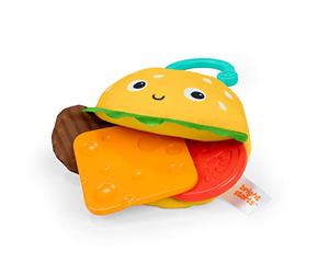 Bright Starts Say Cheeseburger On The Go Teether Activity and Stroller Toy, BPA Free, Unisex, 3 Months+