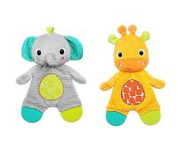 Bright Starts Snuggle & Teethe Plush Teether Toy - Elephant or Giraffe Assorted (1pc, Style May Vary), Ages Newborn+