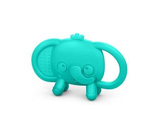 Bright Starts Tame Your Tusks Silicone Teether with Handles, Easy-Grasp Elephant, Blue, Unisex, 3 Months+