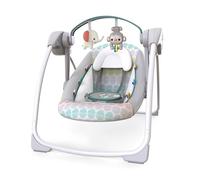 Bright Starts, Whimsical Wild Portable Compact Automatic Baby Swing with Music and Taggies, Removable Toy Bar with 2 Toys, Reclinable, 5 Point Harness, Newborn and up