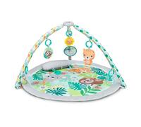 Bright Starts Wild Rainforest Foldaway Activity Gym with Foldable Toy Bars and Carry Bag for Storage & Travel, 7 Take-Along Toys, Blue Green Jungle Play Gym, Newborns & Up