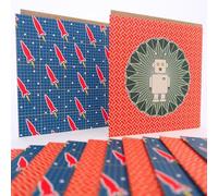 bright stem Kids Birthday Cards and Envelopes (12) Multipack Vintage Sci-Fi Style Robot and Space Rocket Illustrations for Boys and Girls, Eco Friendly