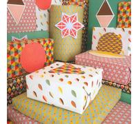 Bright Stem Recyclable Gift Wrapping Paper Christmas/Birthdays (6) Eco Mixed Sheets (folded) Geometric Patterns and Tags, Made in the UK