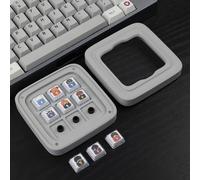 Bright Stone Keycap Display Storage Box, Dustproof Mechanical Keyboard Keycaps Storage Box，3x3 Grid Top Cover Keycaps Collection Case (grey)