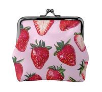 Bright Strawberries Print Coin Purse, Faux Leather Coin Purses with Kiss Lock, Makeup Bag for Women and Girls, Coin Wallet for Cash, Coin, Key, Lipstick